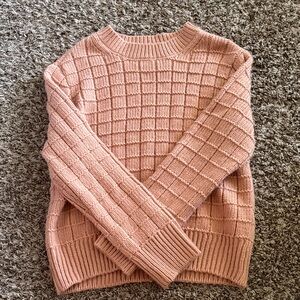 Cozy Pink American eagle Grid Knit Sweater